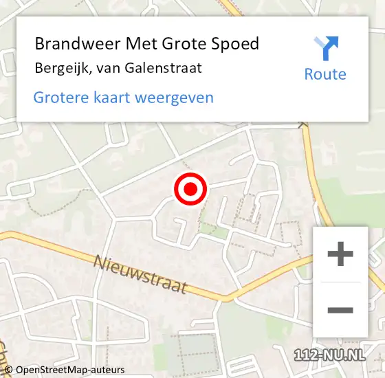 Locatie op kaart van de 112 melding: Brandweer Met Grote Spoed Naar Bergeijk, van Galenstraat op 21 augustus 2024 18:08