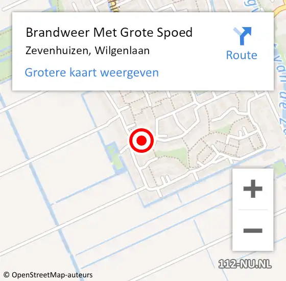 Locatie op kaart van de 112 melding: Brandweer Met Grote Spoed Naar Zevenhuizen, Wilgenlaan op 21 augustus 2024 18:17