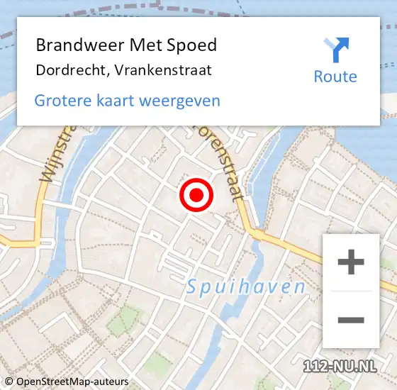 Locatie op kaart van de 112 melding: Brandweer Met Spoed Naar Dordrecht, Vrankenstraat op 21 augustus 2024 18:31