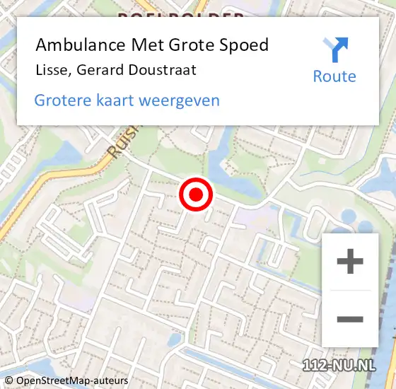 Locatie op kaart van de 112 melding: Ambulance Met Grote Spoed Naar Lisse, Gerard Doustraat op 21 augustus 2024 18:36