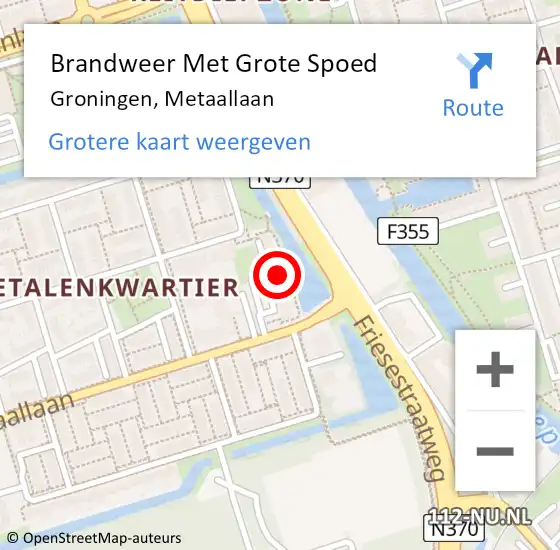 Locatie op kaart van de 112 melding: Brandweer Met Grote Spoed Naar Groningen, Metaallaan op 21 augustus 2024 18:49