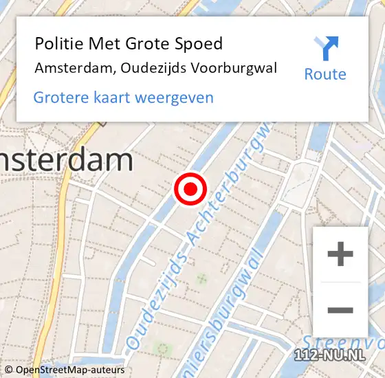 Locatie op kaart van de 112 melding: Politie Met Grote Spoed Naar Amsterdam, Oudezijds Voorburgwal op 21 augustus 2024 19:00