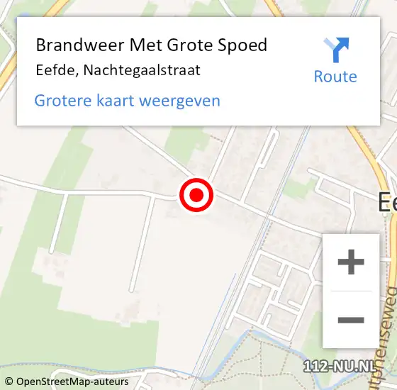 Locatie op kaart van de 112 melding: Brandweer Met Grote Spoed Naar Eefde, Nachtegaalstraat op 21 augustus 2024 19:34