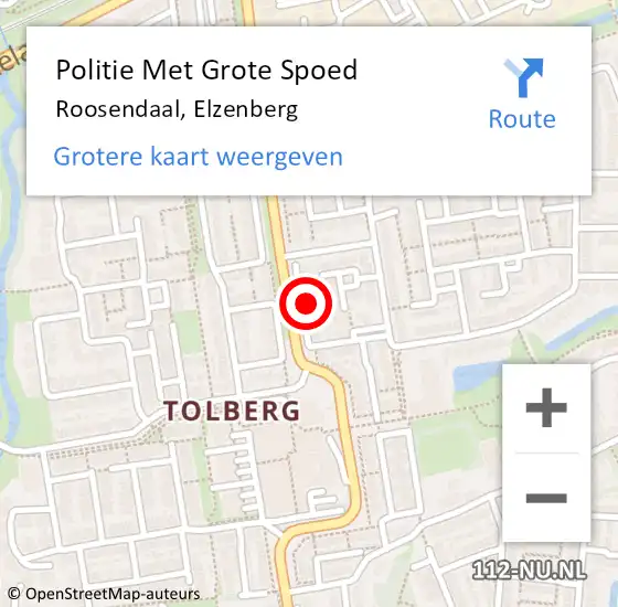 Locatie op kaart van de 112 melding: Politie Met Grote Spoed Naar Roosendaal, Elzenberg op 21 augustus 2024 19:48