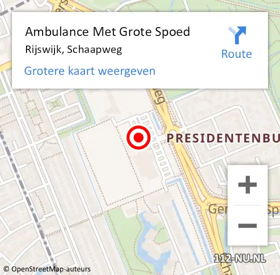 Locatie op kaart van de 112 melding: Ambulance Met Grote Spoed Naar Rijswijk, Schaapweg op 21 augustus 2024 19:50