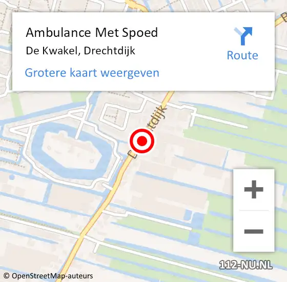 Locatie op kaart van de 112 melding: Ambulance Met Spoed Naar De Kwakel, Drechtdijk op 21 augustus 2024 19:50