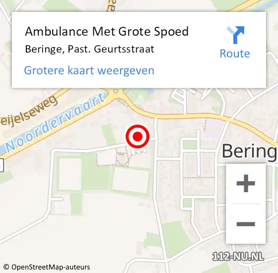 Locatie op kaart van de 112 melding: Ambulance Met Grote Spoed Naar Beringe, Past. Geurtsstraat op 17 oktober 2014 07:07