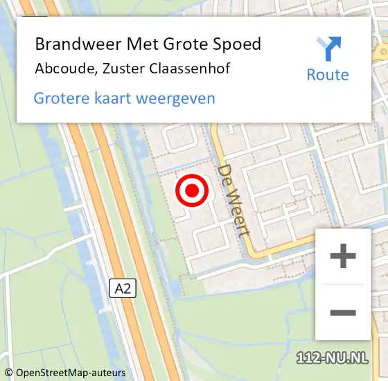 Locatie op kaart van de 112 melding: Brandweer Met Grote Spoed Naar Abcoude, Zuster Claassenhof op 21 augustus 2024 19:54