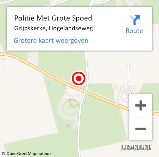 Locatie op kaart van de 112 melding: Politie Met Grote Spoed Naar Grijpskerke, Hogelandseweg op 21 augustus 2024 20:11