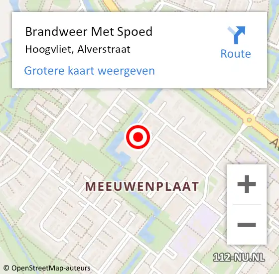 Locatie op kaart van de 112 melding: Brandweer Met Spoed Naar Hoogvliet, Alverstraat op 21 augustus 2024 20:41