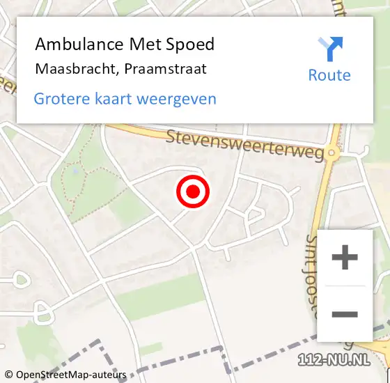 Locatie op kaart van de 112 melding: Ambulance Met Spoed Naar Maasbracht, Praamstraat op 21 augustus 2024 20:43