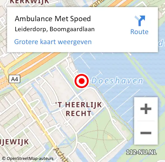 Locatie op kaart van de 112 melding: Ambulance Met Spoed Naar Leiderdorp, Boomgaardlaan op 21 augustus 2024 20:43