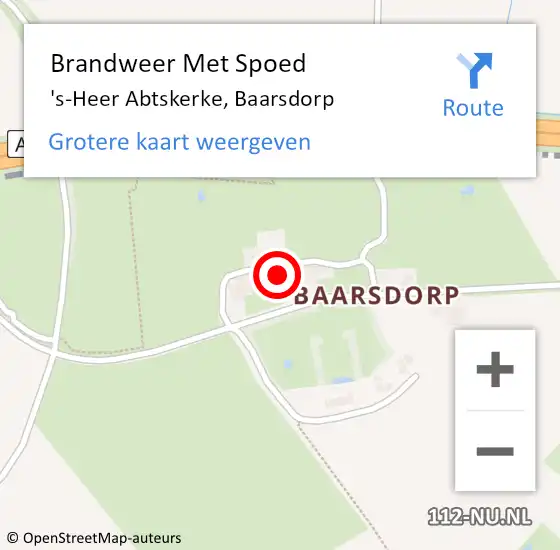 Locatie op kaart van de 112 melding: Brandweer Met Spoed Naar 's-Heer Abtskerke, Baarsdorp op 21 augustus 2024 20:53