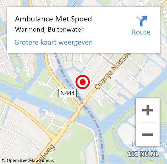 Locatie op kaart van de 112 melding: Ambulance Met Spoed Naar Warmond, Buitenwater op 21 augustus 2024 21:03