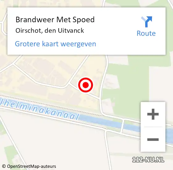 Locatie op kaart van de 112 melding: Brandweer Met Spoed Naar Oirschot, den Uitvanck op 21 augustus 2024 21:16