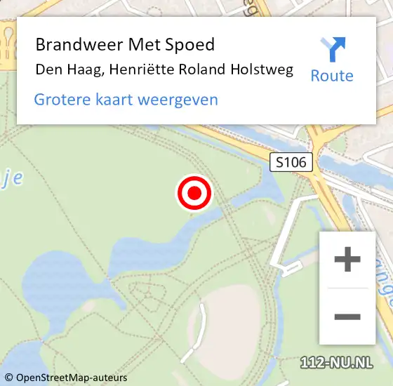 Locatie op kaart van de 112 melding: Brandweer Met Spoed Naar Den Haag, Henriëtte Roland Holstweg op 21 augustus 2024 21:20