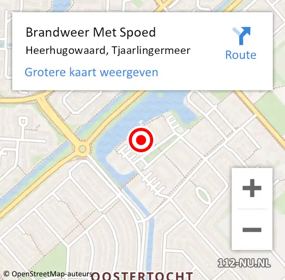 Locatie op kaart van de 112 melding: Brandweer Met Spoed Naar Heerhugowaard, Tjaarlingermeer op 21 augustus 2024 21:30