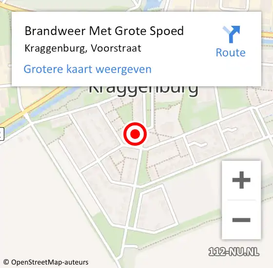 Locatie op kaart van de 112 melding: Brandweer Met Grote Spoed Naar Kraggenburg, Voorstraat op 21 augustus 2024 22:10