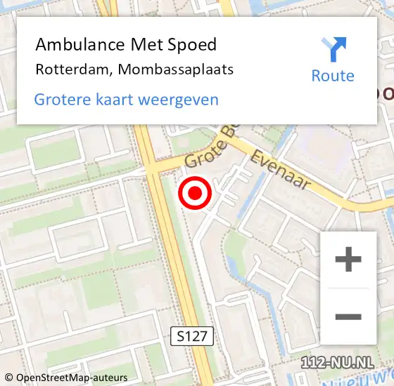 Locatie op kaart van de 112 melding: Ambulance Met Spoed Naar Rotterdam, Mombassaplaats op 21 augustus 2024 22:33