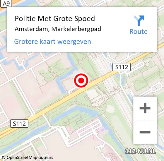 Locatie op kaart van de 112 melding: Politie Met Grote Spoed Naar Amsterdam, Markelerbergpad op 21 augustus 2024 22:34