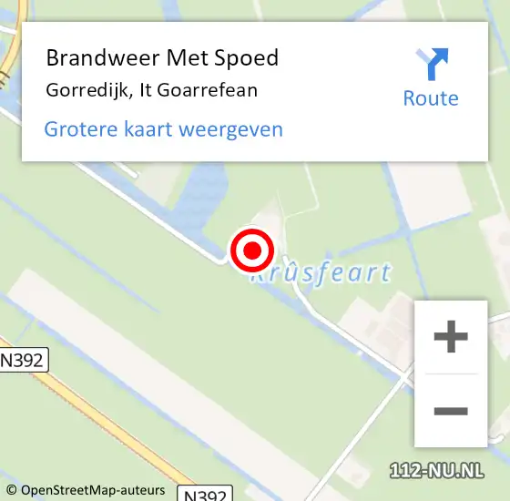 Locatie op kaart van de 112 melding: Brandweer Met Spoed Naar Gorredijk, It Goarrefean op 21 augustus 2024 22:40