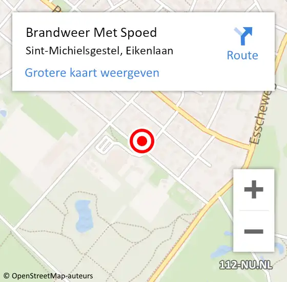 Locatie op kaart van de 112 melding: Brandweer Met Spoed Naar Sint-Michielsgestel, Eikenlaan op 21 augustus 2024 22:57