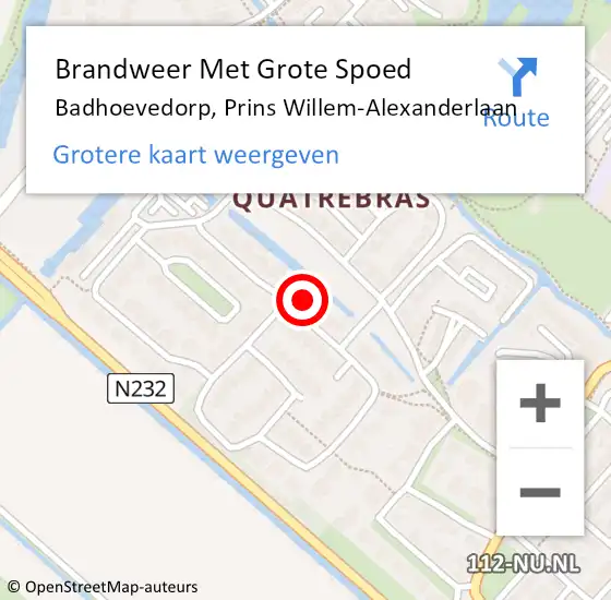 Locatie op kaart van de 112 melding: Brandweer Met Grote Spoed Naar Badhoevedorp, Prins Willem-Alexanderlaan op 21 augustus 2024 23:23