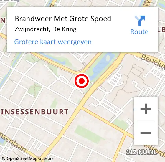 Locatie op kaart van de 112 melding: Brandweer Met Grote Spoed Naar Zwijndrecht, De Kring op 21 augustus 2024 23:33