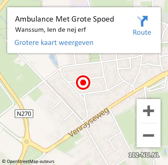 Locatie op kaart van de 112 melding: Ambulance Met Grote Spoed Naar Wanssum, Ien de nej erf op 17 oktober 2014 07:44