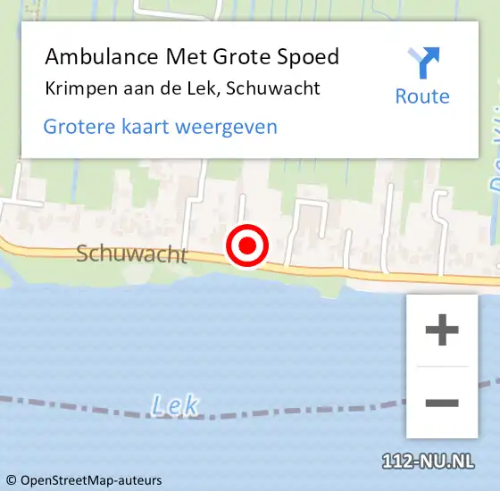 Locatie op kaart van de 112 melding: Ambulance Met Grote Spoed Naar Krimpen aan de Lek, Schuwacht op 21 augustus 2024 23:41