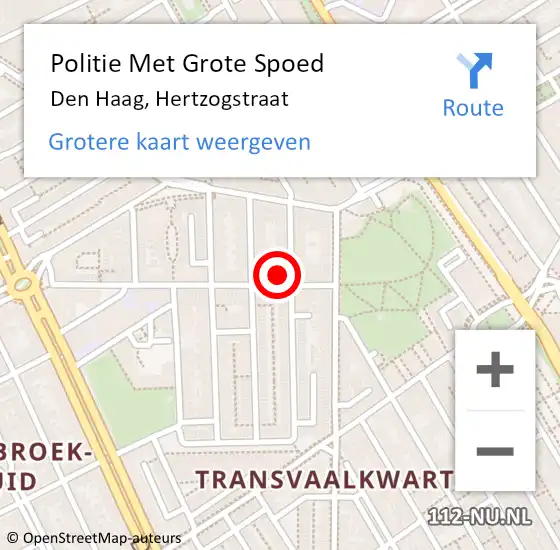 Locatie op kaart van de 112 melding: Politie Met Grote Spoed Naar Den Haag, Hertzogstraat op 21 augustus 2024 23:51