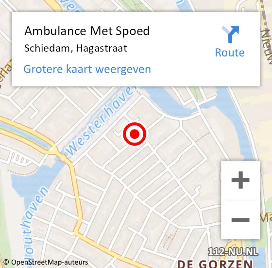 Locatie op kaart van de 112 melding: Ambulance Met Spoed Naar Schiedam, Hagastraat op 21 augustus 2024 23:57