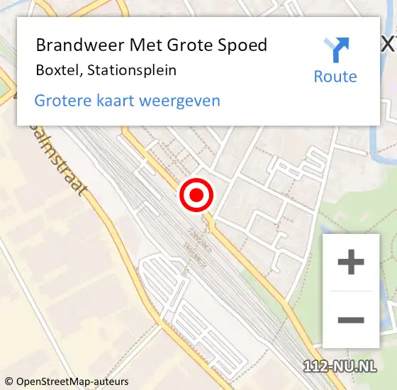 Locatie op kaart van de 112 melding: Brandweer Met Grote Spoed Naar Boxtel, Stationsplein op 22 augustus 2024 01:16