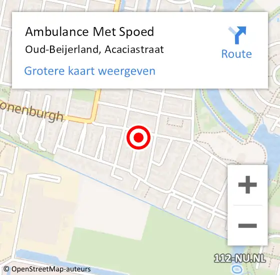 Locatie op kaart van de 112 melding: Ambulance Met Spoed Naar Oud-Beijerland, Acaciastraat op 22 augustus 2024 01:42