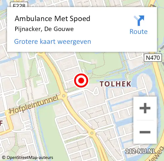 Locatie op kaart van de 112 melding: Ambulance Met Spoed Naar Pijnacker, De Gouwe op 22 augustus 2024 01:43