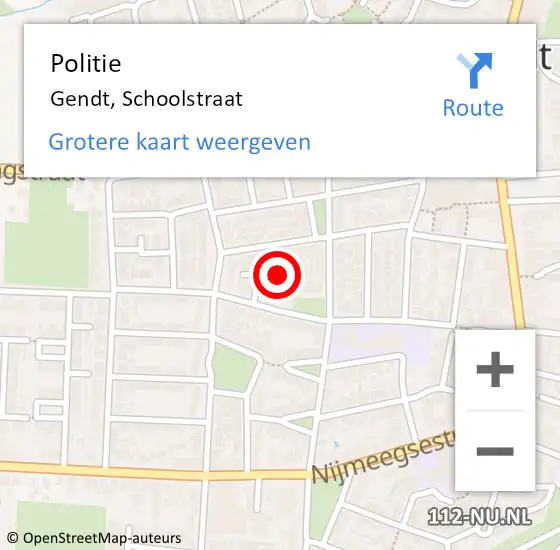 Locatie op kaart van de 112 melding: Politie Gendt, Schoolstraat op 22 augustus 2024 01:47