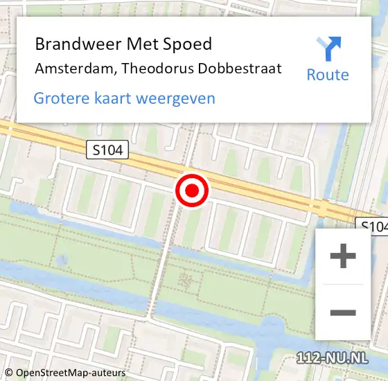 Locatie op kaart van de 112 melding: Brandweer Met Spoed Naar Amsterdam, Theodorus Dobbestraat op 22 augustus 2024 02:08