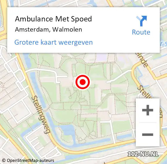 Locatie op kaart van de 112 melding: Ambulance Met Spoed Naar Amsterdam, Walmolen op 22 augustus 2024 02:25