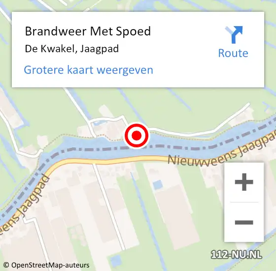 Locatie op kaart van de 112 melding: Brandweer Met Spoed Naar De Kwakel, Jaagpad op 22 augustus 2024 04:15