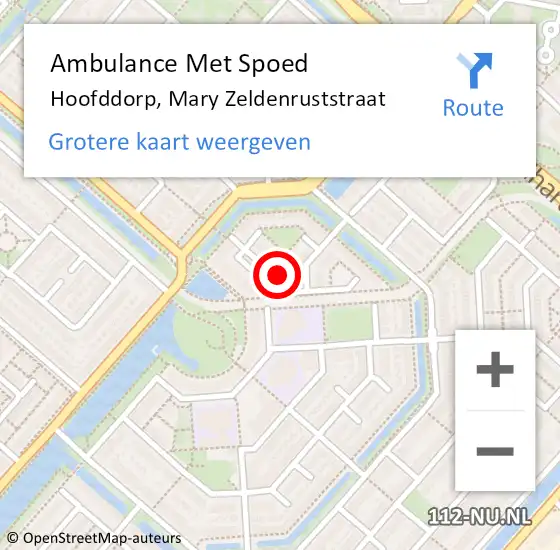 Locatie op kaart van de 112 melding: Ambulance Met Spoed Naar Hoofddorp, Mary Zeldenruststraat op 22 augustus 2024 04:49