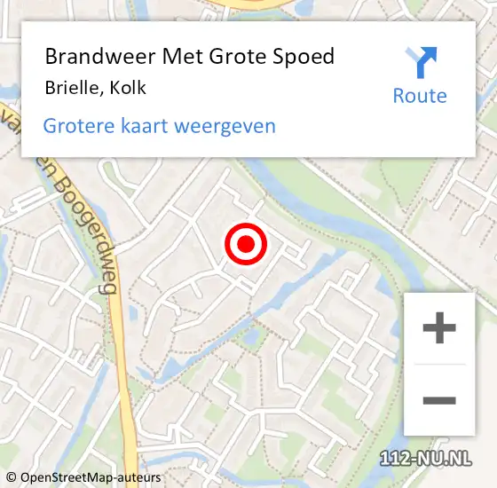 Locatie op kaart van de 112 melding: Brandweer Met Grote Spoed Naar Brielle, Kolk op 22 augustus 2024 05:58