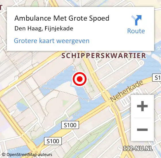 Locatie op kaart van de 112 melding: Ambulance Met Grote Spoed Naar Den Haag, Fijnjekade op 22 augustus 2024 06:17