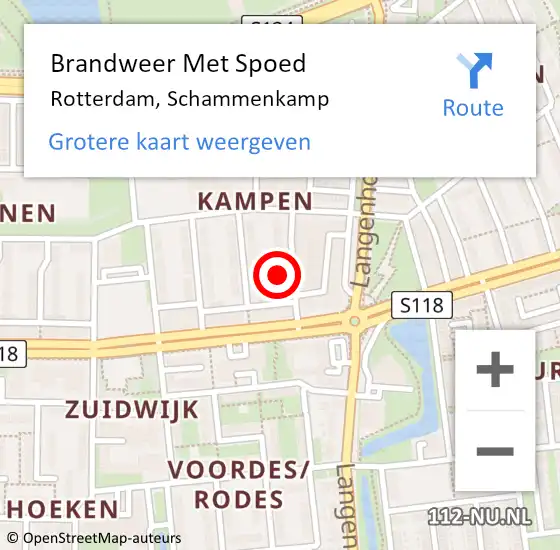 Locatie op kaart van de 112 melding: Brandweer Met Spoed Naar Rotterdam, Schammenkamp op 22 augustus 2024 07:06