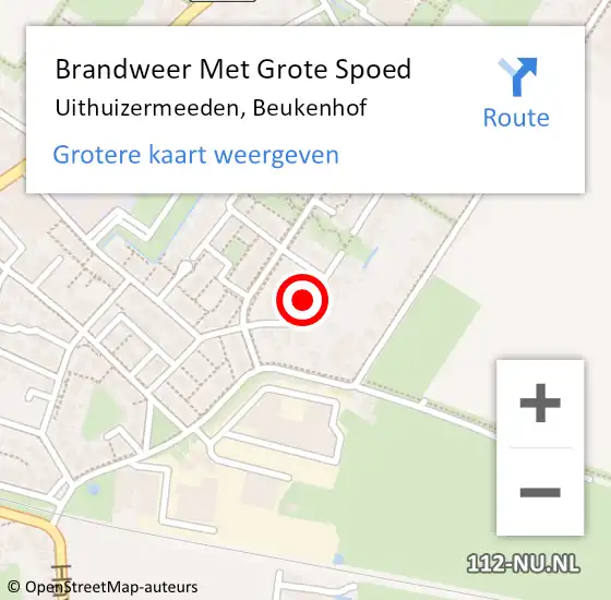 Locatie op kaart van de 112 melding: Brandweer Met Grote Spoed Naar Uithuizermeeden, Beukenhof op 22 augustus 2024 07:09