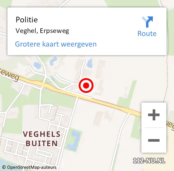 Locatie op kaart van de 112 melding: Politie Veghel, Erpseweg op 22 augustus 2024 07:37