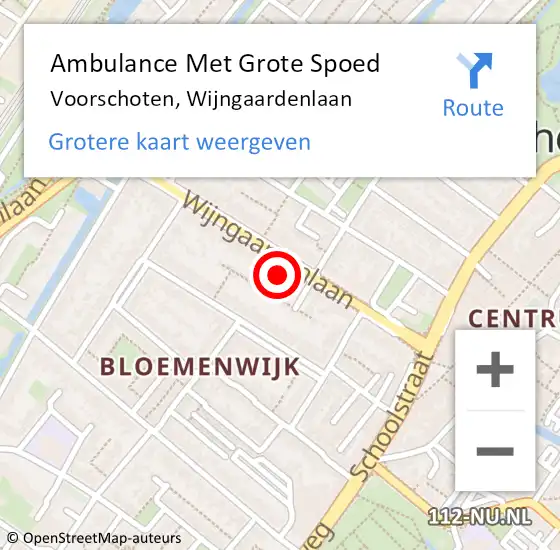 Locatie op kaart van de 112 melding: Ambulance Met Grote Spoed Naar Voorschoten, Wijngaardenlaan op 22 augustus 2024 08:33