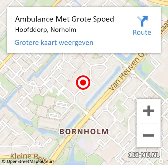 Locatie op kaart van de 112 melding: Ambulance Met Grote Spoed Naar Hoofddorp, Norholm op 22 augustus 2024 09:07