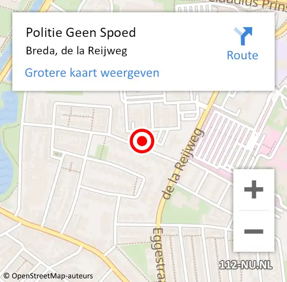 Locatie op kaart van de 112 melding: Politie Geen Spoed Naar Breda, de la Reijweg op 22 augustus 2024 09:10