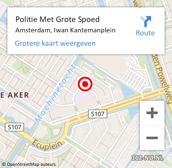 Locatie op kaart van de 112 melding: Politie Met Grote Spoed Naar Amsterdam, Iwan Kantemanplein op 22 augustus 2024 09:20