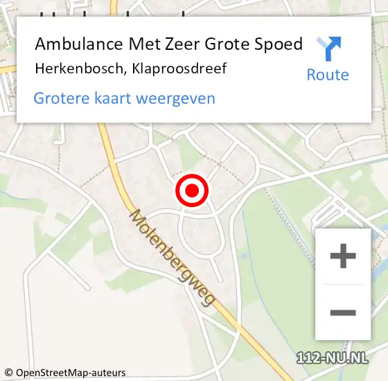 Locatie op kaart van de 112 melding: Ambulance Met Zeer Grote Spoed Naar Herkenbosch, Klaproosdreef op 22 augustus 2024 09:22